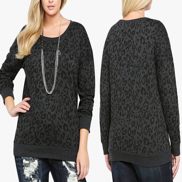 torrid Tops - Torrid Gray Animal Leopard Print Sweatshirt Size 0